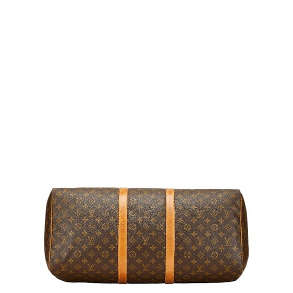LOUIS VUITTON Brown Monogram Leather Keepall 55 Boston Bag